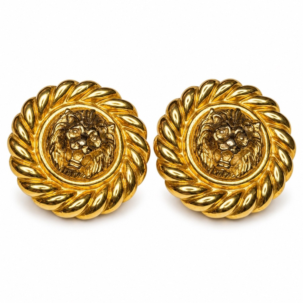 Unbranded Gold Lion Head Clip-On Earrings